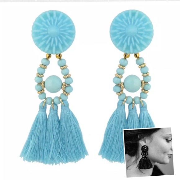 ✨”Catalina Blue”✨Earrings-Blue Tassel-Fringe-Drop - Picture 3 of 8